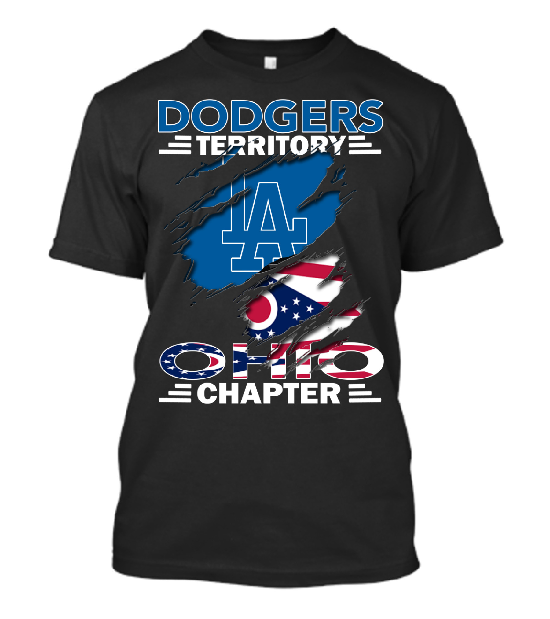 Dodgers Territory Ohio Chapter LA Ohio Flag T-Shirt