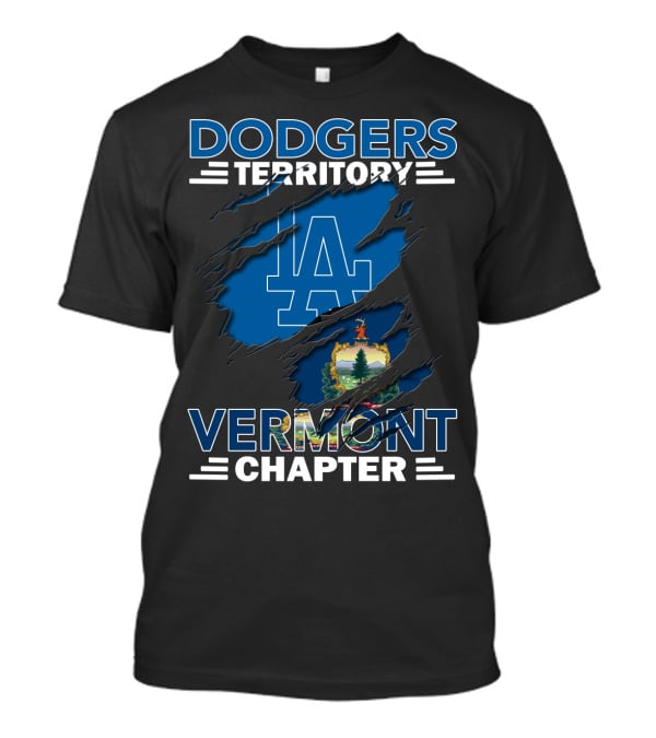 Dodgers Territory Vermont Chapter LA Logo Vermont State Emblem T-Shirt