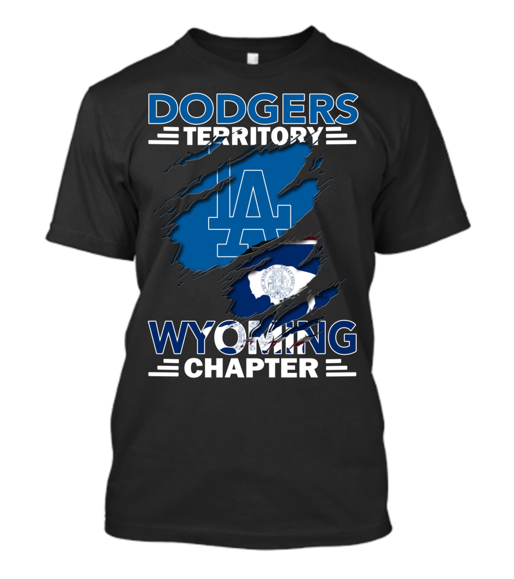 Dodgers Territory Wyoming Chapter LA Logo Buffalo Flag T-Shirt