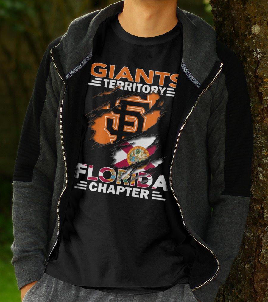 Giants Territory Florida Chapter Sf Logo And Florida Flag Fusion T-Shirt