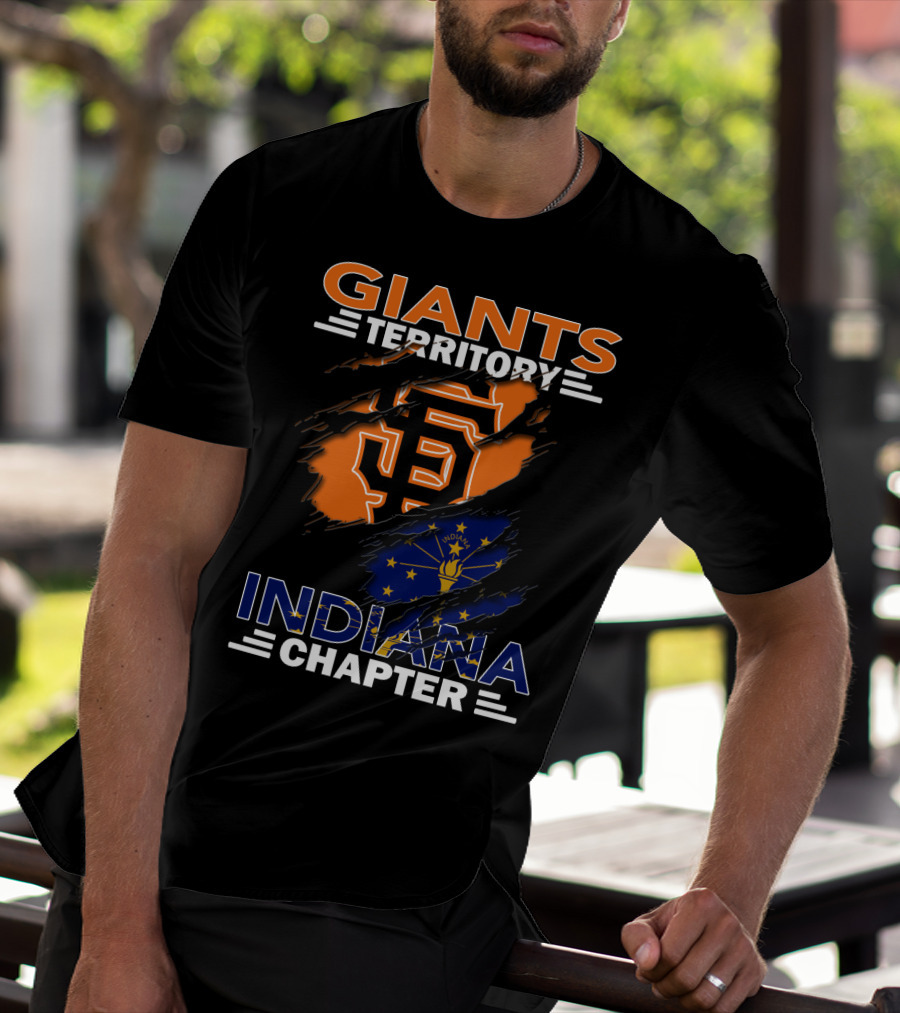 Giants Territory Indiana Chapter Sf Logo And Indiana Flag T-Shirt
