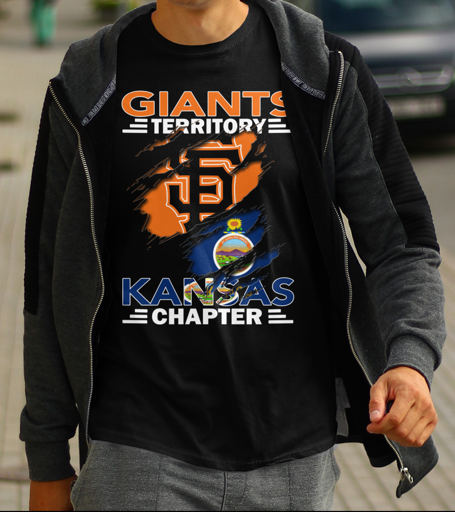 San Francisco Giants Territory Kansas Chapter Logo And Flag Bust T-Shirt