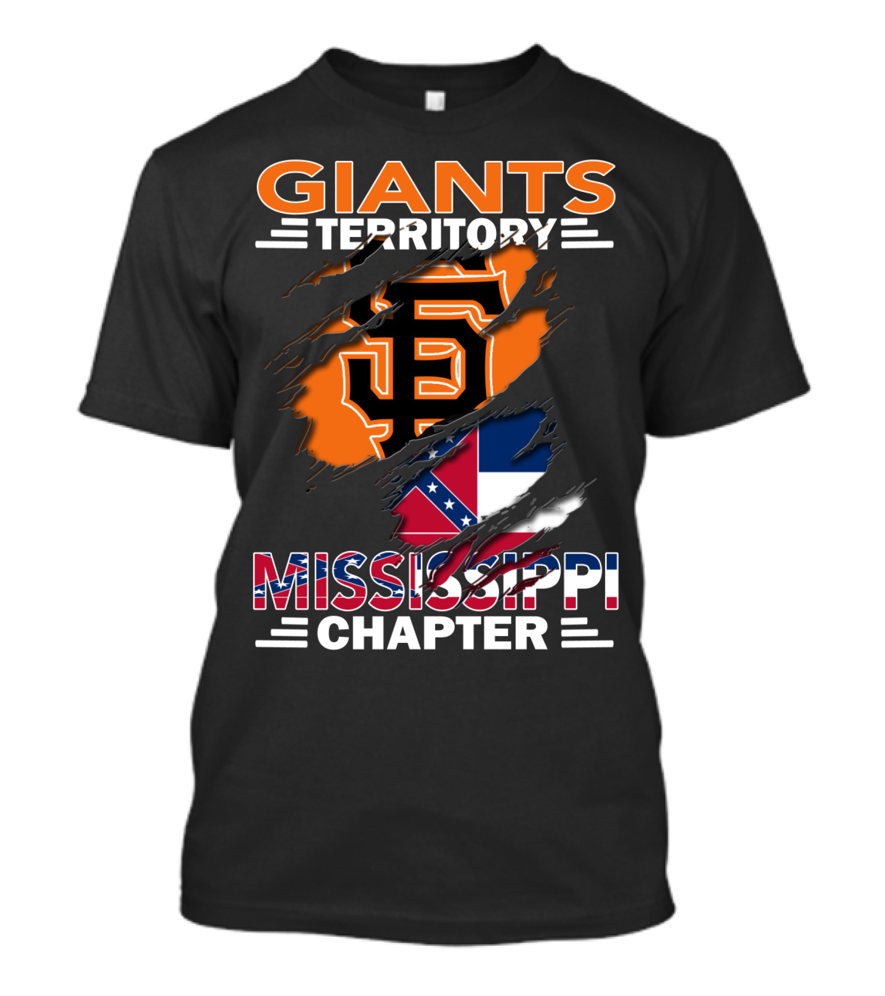Giants Territory Mississippi Chapter SF Logo Confederate Flag Elements T-Shirt