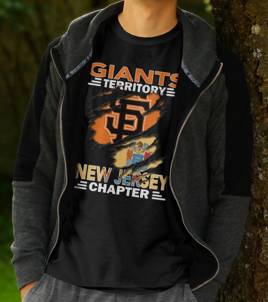 Giants Territory New Jersey Chapter San Francisco Logo And State Flag T-Shirt
