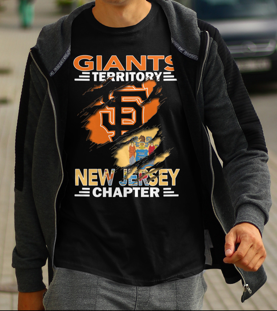 Giants Territory New Jersey Chapter San Francisco Logo And State Flag T-Shirt