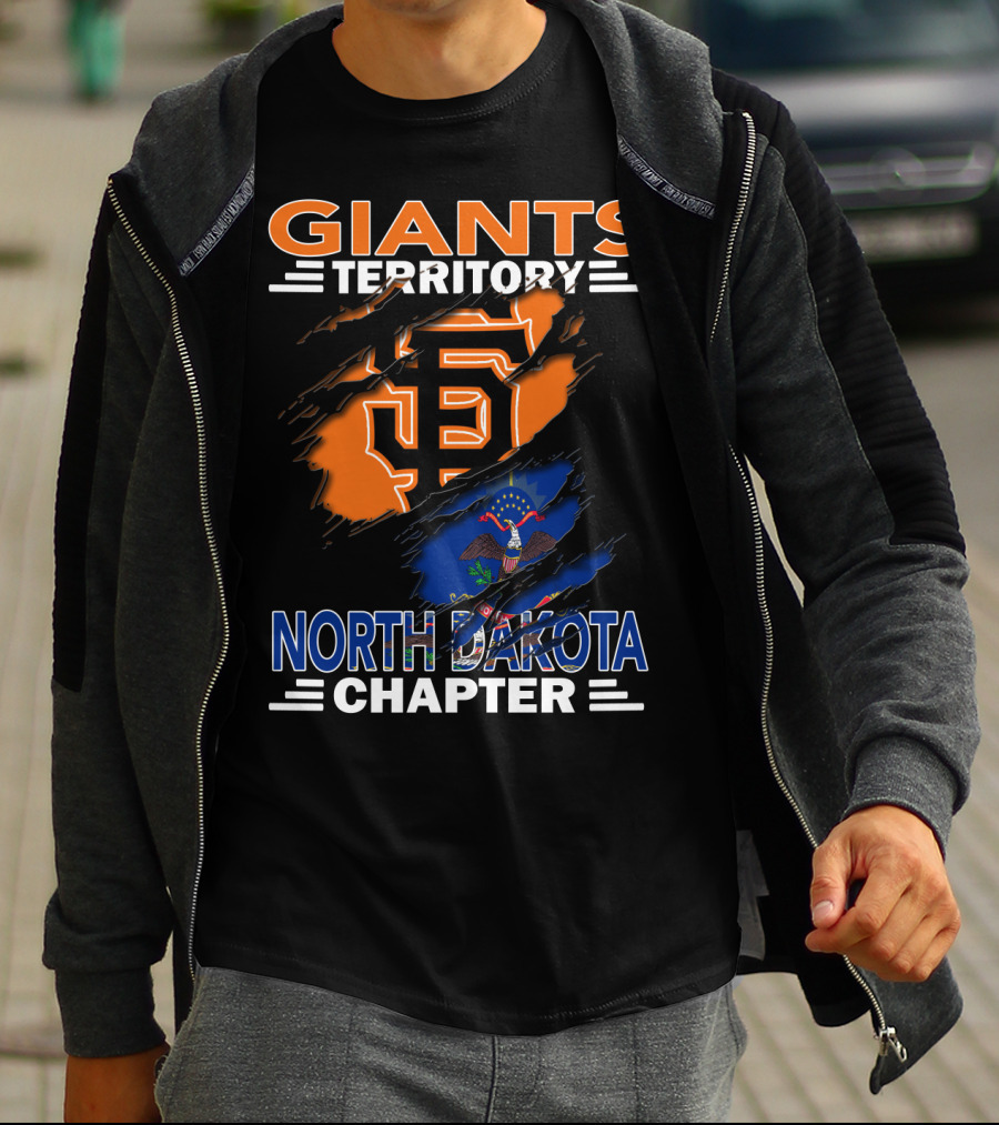 Giants Territory North Dakota Chapter Sf Logo And State Flag T-Shirt