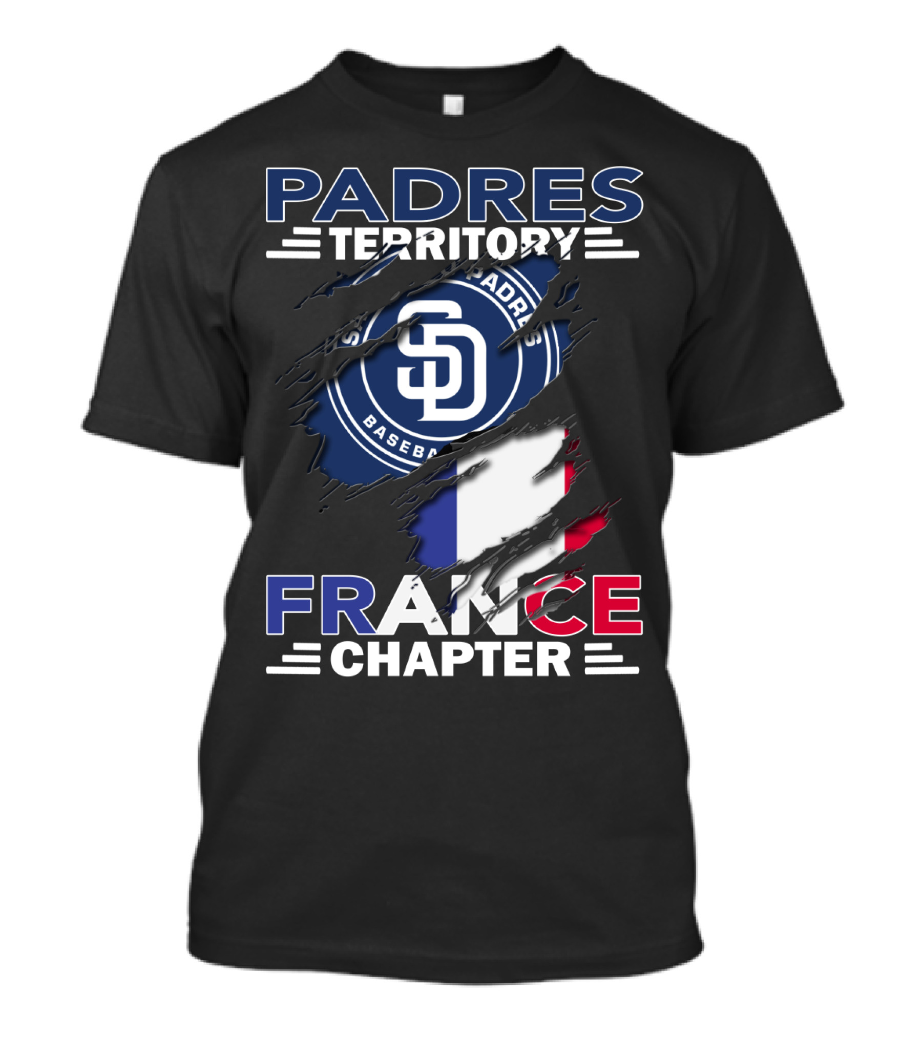 Padres Territory France Chapter SD Baseball Logo And French Flag T-Shirt