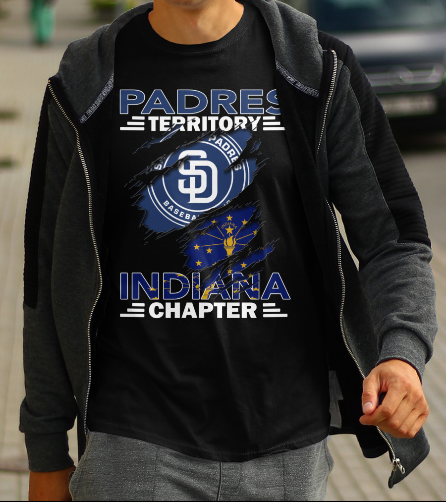 Padres Territory Indiana Chapter San Diego Baseball Indiana Flag T-Shirt