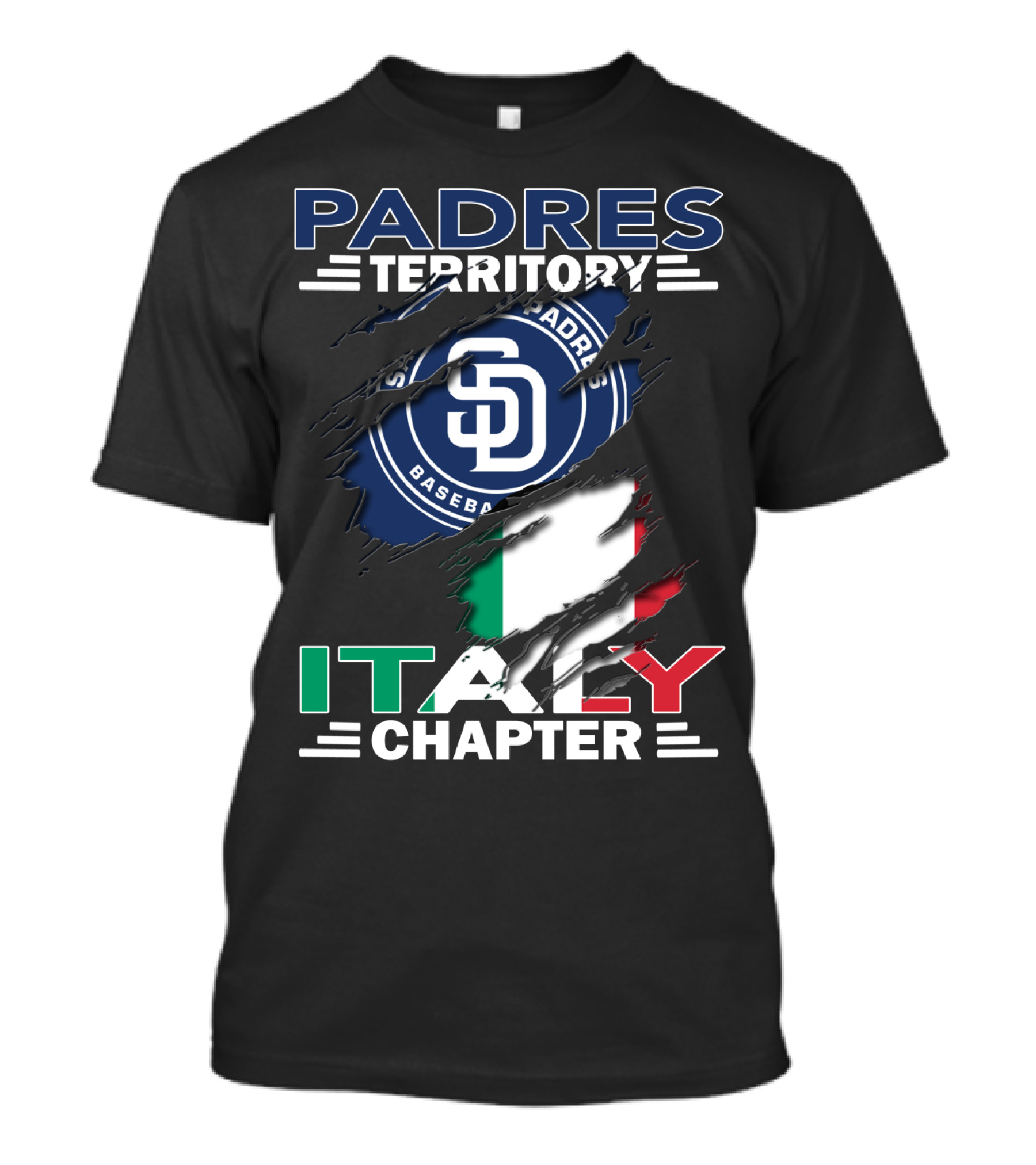 PADRES TERRITORY ITALY CHAPTER BASEBALL SD LOGO ITALIAN FLAG T-Shirt
