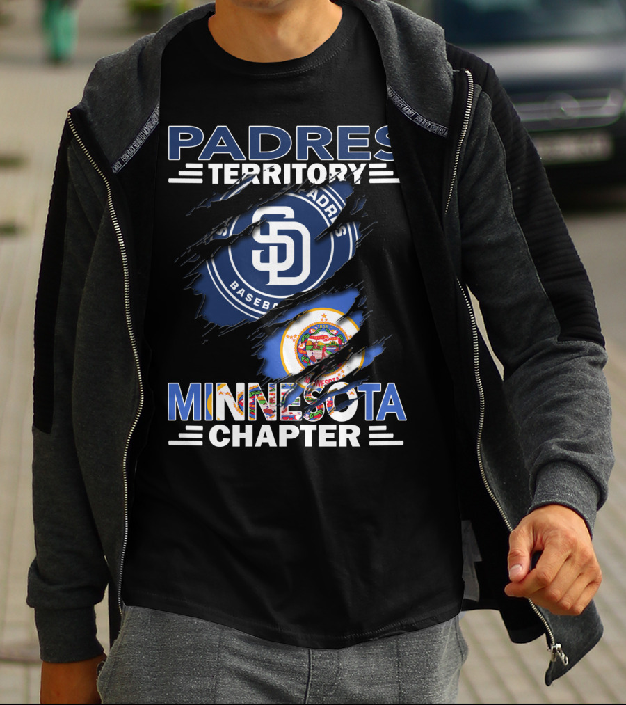 Padres Territory Minnesota Chapter Baseball Fans SD Logo And Minnesota State Seal T-Shirt
