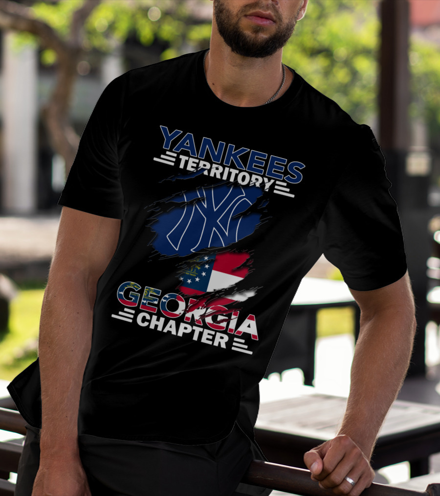 Yankees Territory Georgia Chapter With Flag And Logo Background T-Shirt