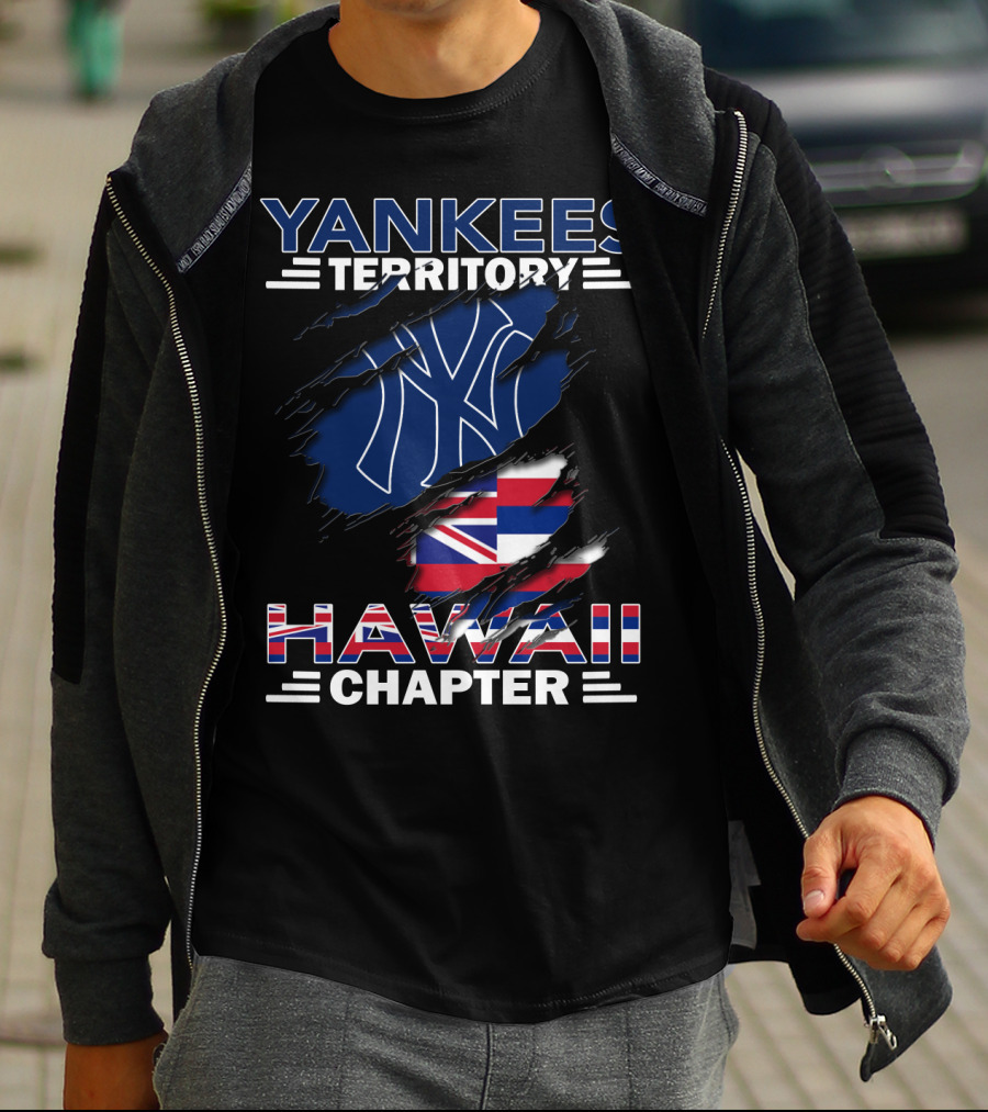 Yankees Territory Hawaii Chapter NY Logo With Hawaii State Flag Elements T-Shirt