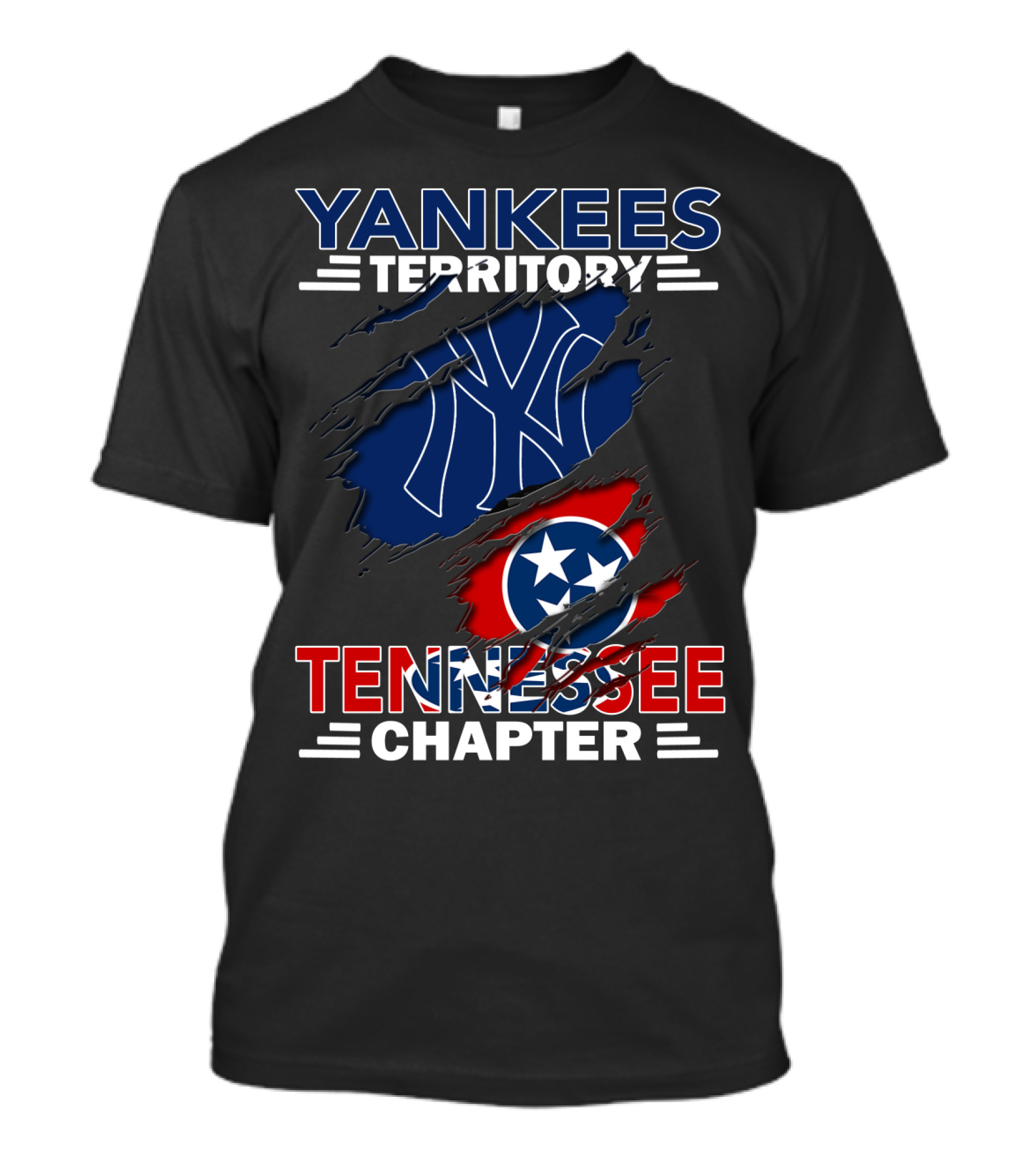 Yankees Territory Tennessee Chapter NY Logo And Tennessee Flag T-Shirt