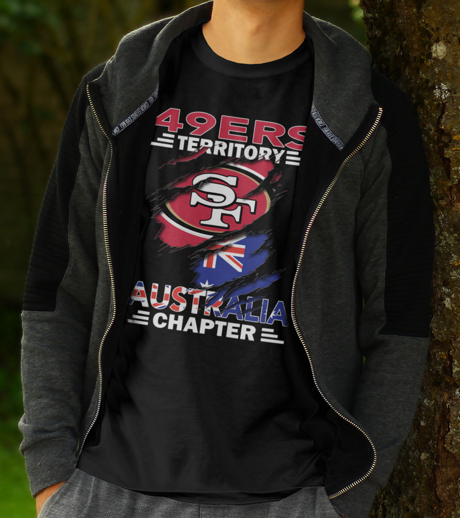 49ers Territory Australia Chapter SF Logo With Australian Flag Background T-Shirt