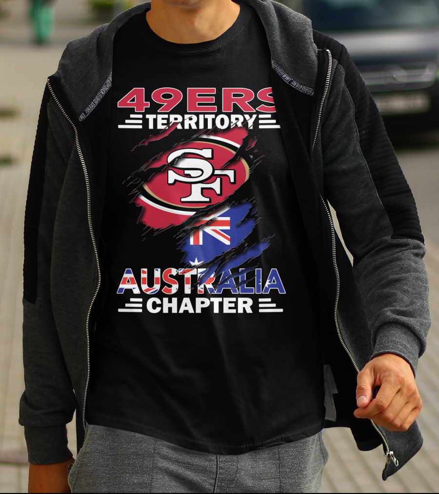 49ers Territory Australia Chapter SF Logo With Australian Flag Background T-Shirt