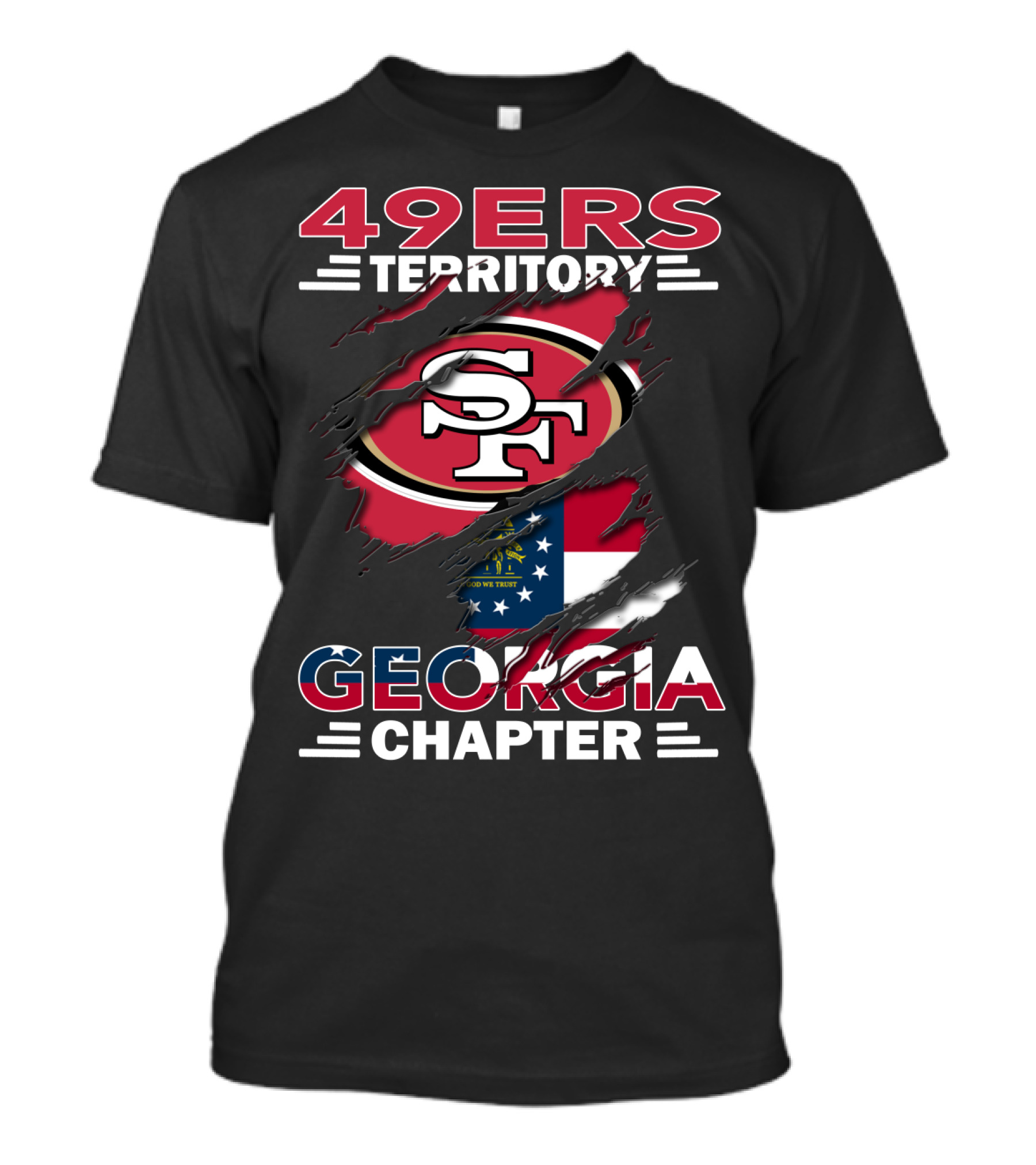 49ers Territory Georgia Chapter SF Logo With State Flag T-Shirt