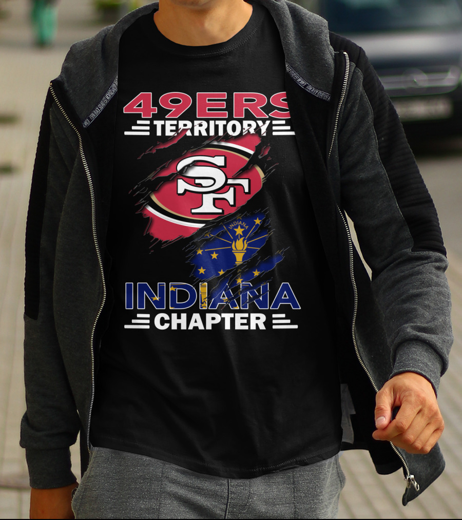 49ers Territory Indiana Chapter SF Logo Indiana Flag T-Shirt