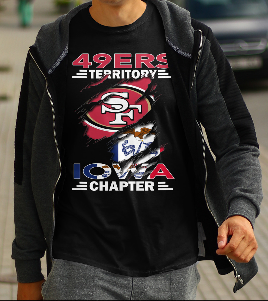 49ers Territory Iowa Chapter SF Logo And State Flag T-Shirt