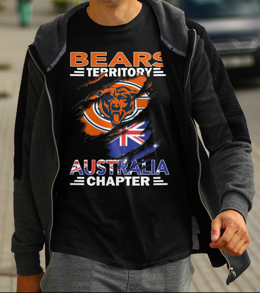 BEARS TERRITORY AUSTRALIA CHAPTER CHICAGO BEARS AUSTRALIAN FLAG SCRATCH T-Shirt
