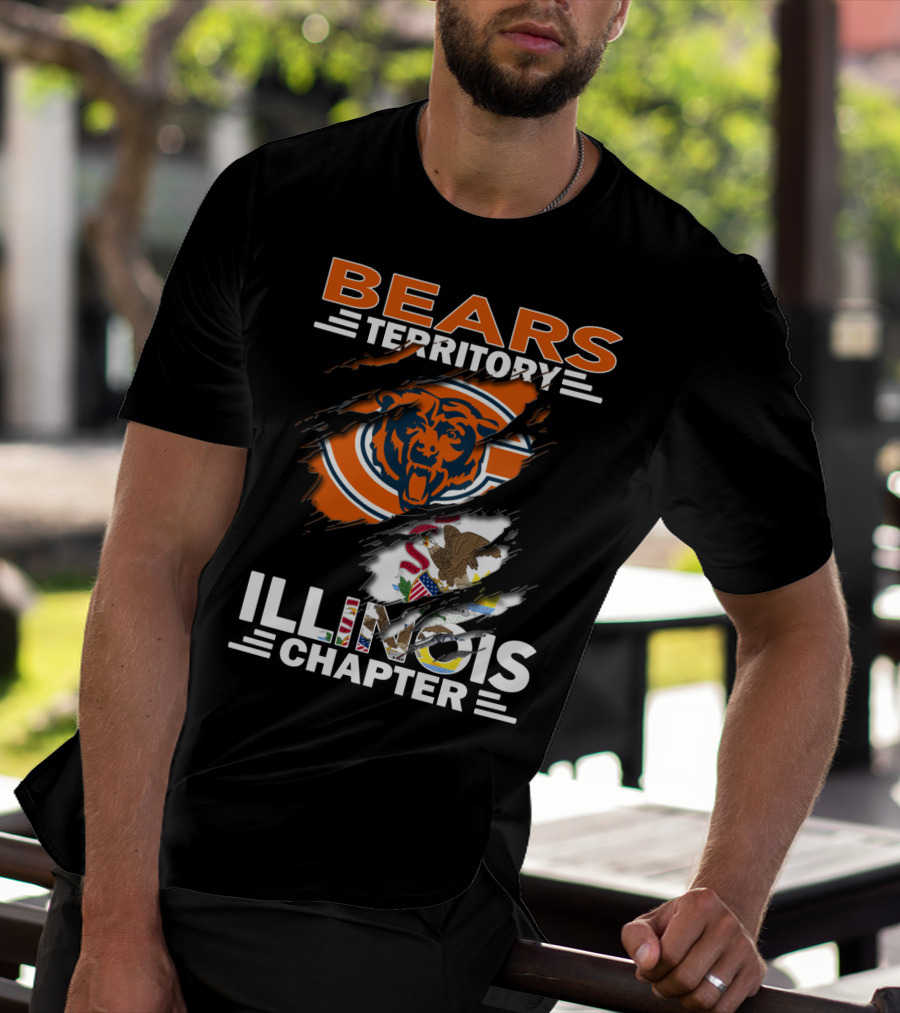 Bears Territory Illinois Chapter Chicago Bears Logo And Illinois State Flag T-Shirt