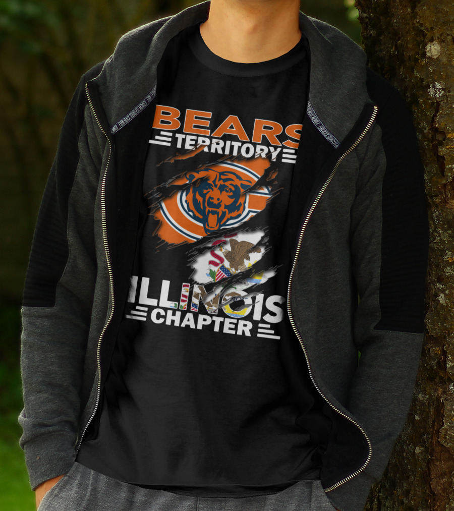 Bears Territory Illinois Chapter Chicago Bears Logo And Illinois State Flag T-Shirt
