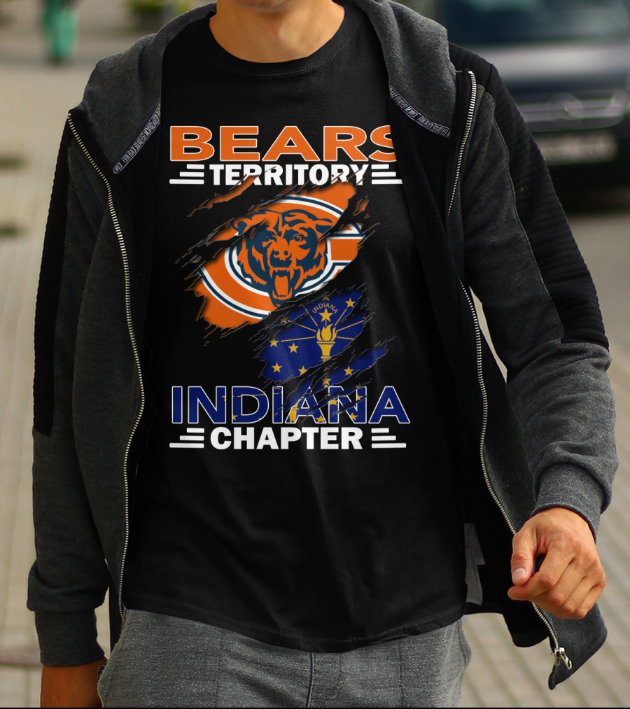 Bears Territory Indiana Chapter Chicago Bears Logo Indiana Flag T-Shirt