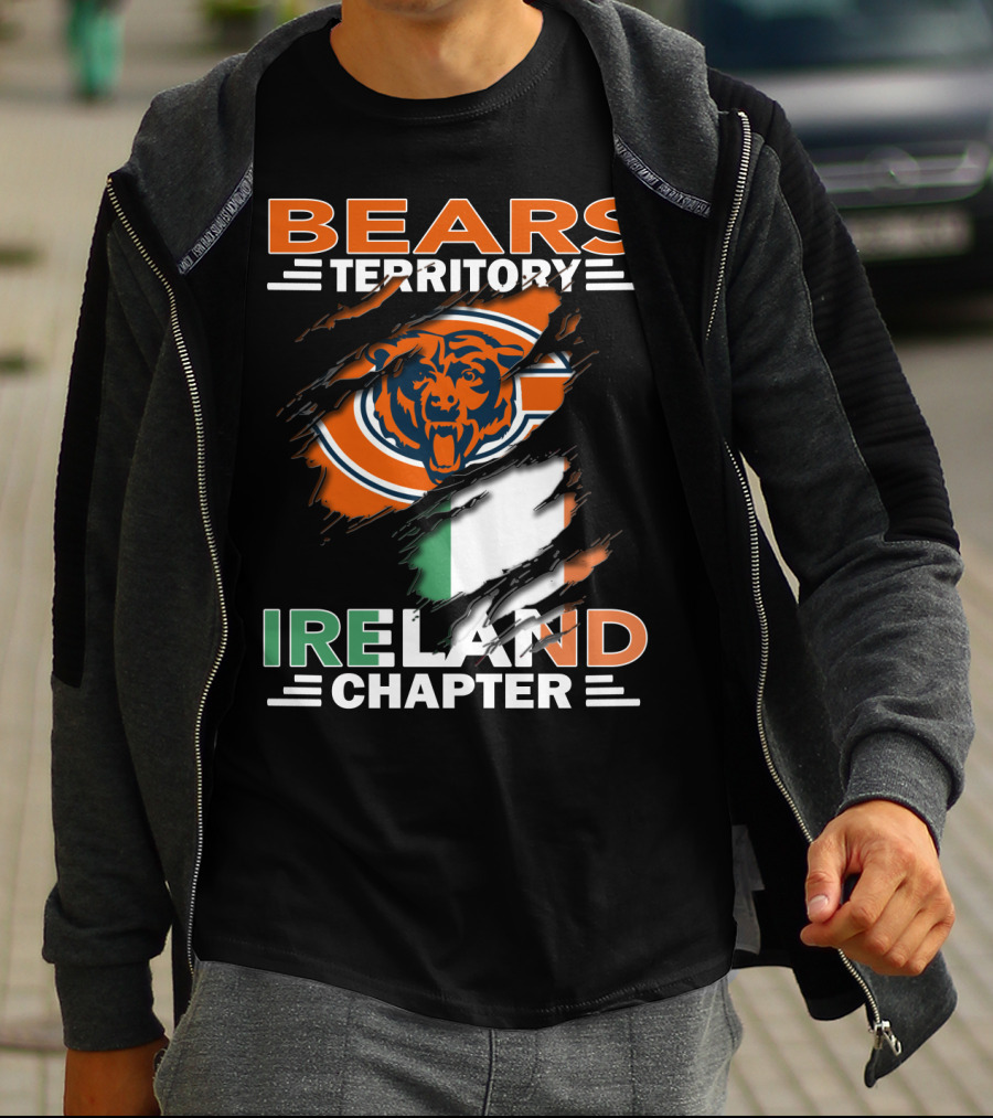 Bears Territory Ireland Chapter Chicago Bears Irish Flag Fan Club T-Shirt