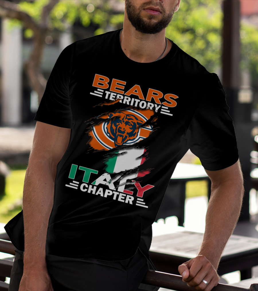 Bears Territory Italy Chapter NFL Team Symbol With Italian Flag Background T-Shirt