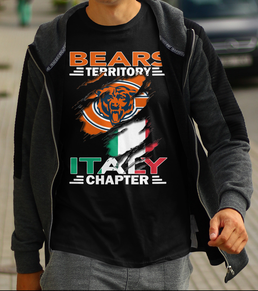 Bears Territory Italy Chapter NFL Team Symbol With Italian Flag Background T-Shirt