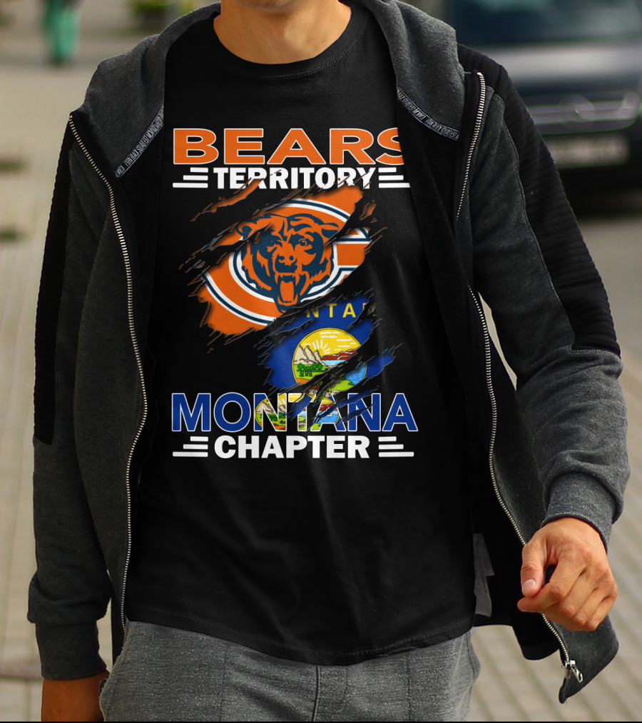 Bears Territory Montana Chapter Chicago Bears Logo And Montana State Flag T-Shirt