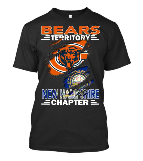 Bears Territory New Hampshire Chapter Chicago Bears Logo New Hampshire State Flag T-Shirt