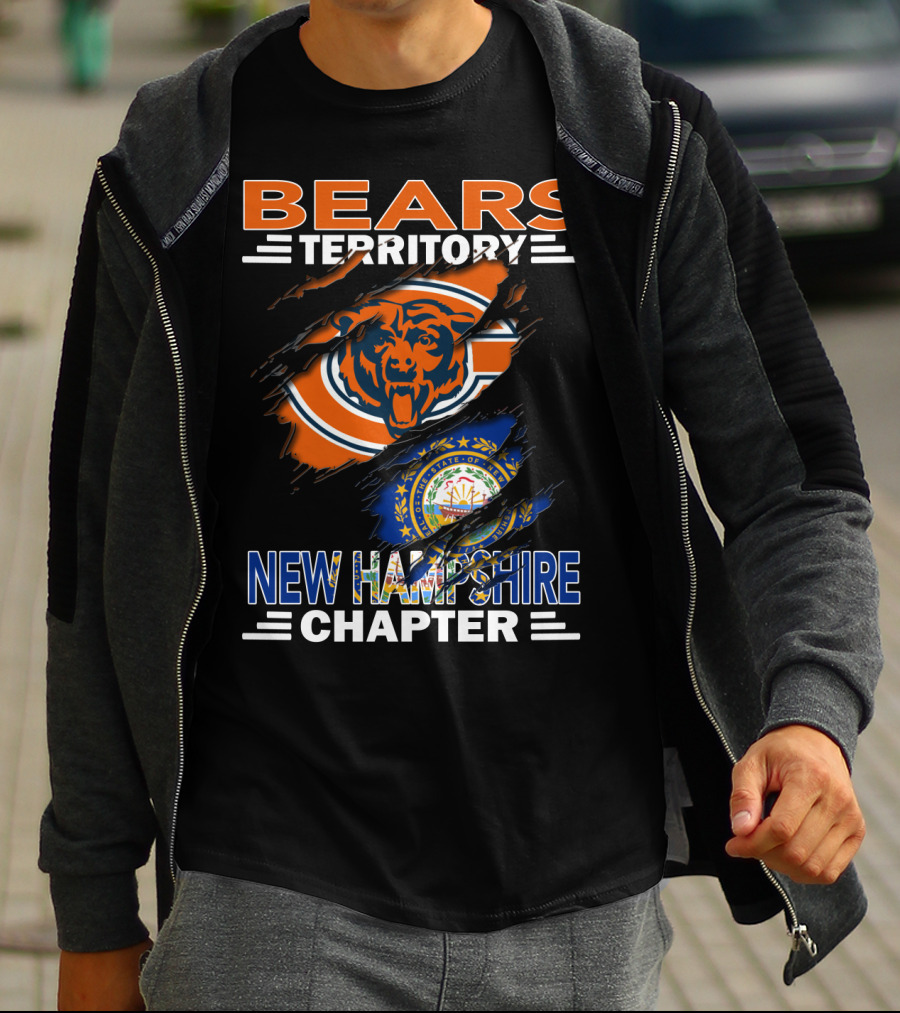 Bears Territory New Hampshire Chapter Chicago Bears Logo New Hampshire State Flag T-Shirt