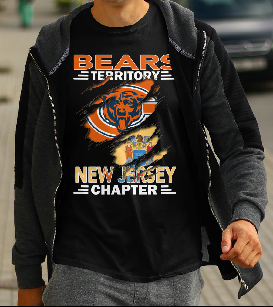 Bears Territory New Jersey Chapter Chicago Bears Logo And State Flag Integration T-Shirt