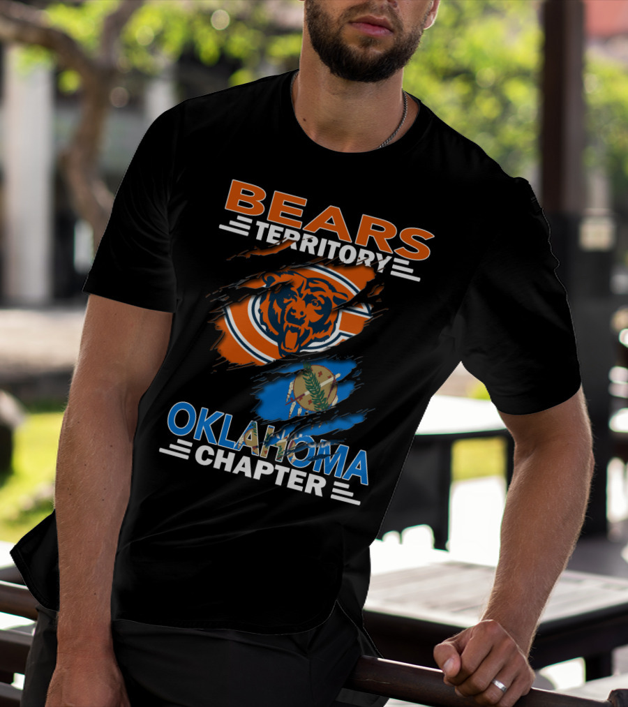 Bears Territory Oklahoma Chapter Chicago Bears Logo With State Flag Background T-Shirt
