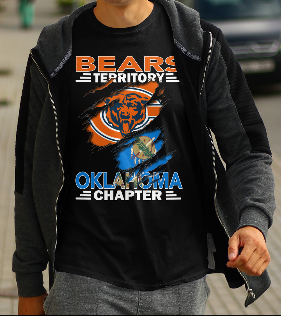 Bears Territory Oklahoma Chapter Chicago Bears Logo With State Flag Background T-Shirt