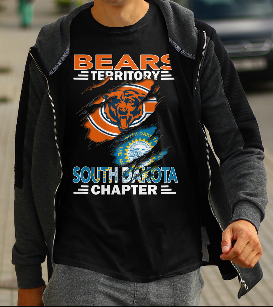 Bears Territory South Dakota Chapter Logo With Chicago Bears And State Emblem T-Shirt