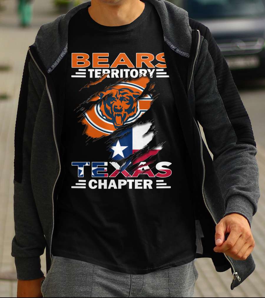 Bears Territory Texas Chapter Chicago Bears Logo Ripped Texas Flag T-Shirt