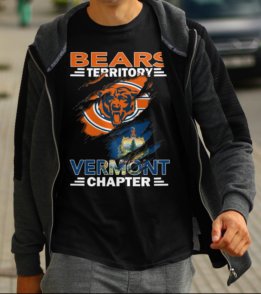 Bears Territory Vermont Chapter Chicago Bears Vermont State Flag T-Shirt