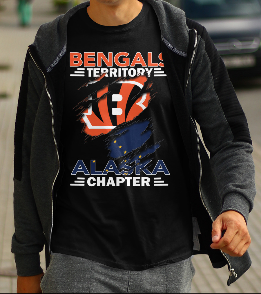 Bengals Territory Alaska Chapter Logo With Torn Effect And Flag Elements T-Shirt