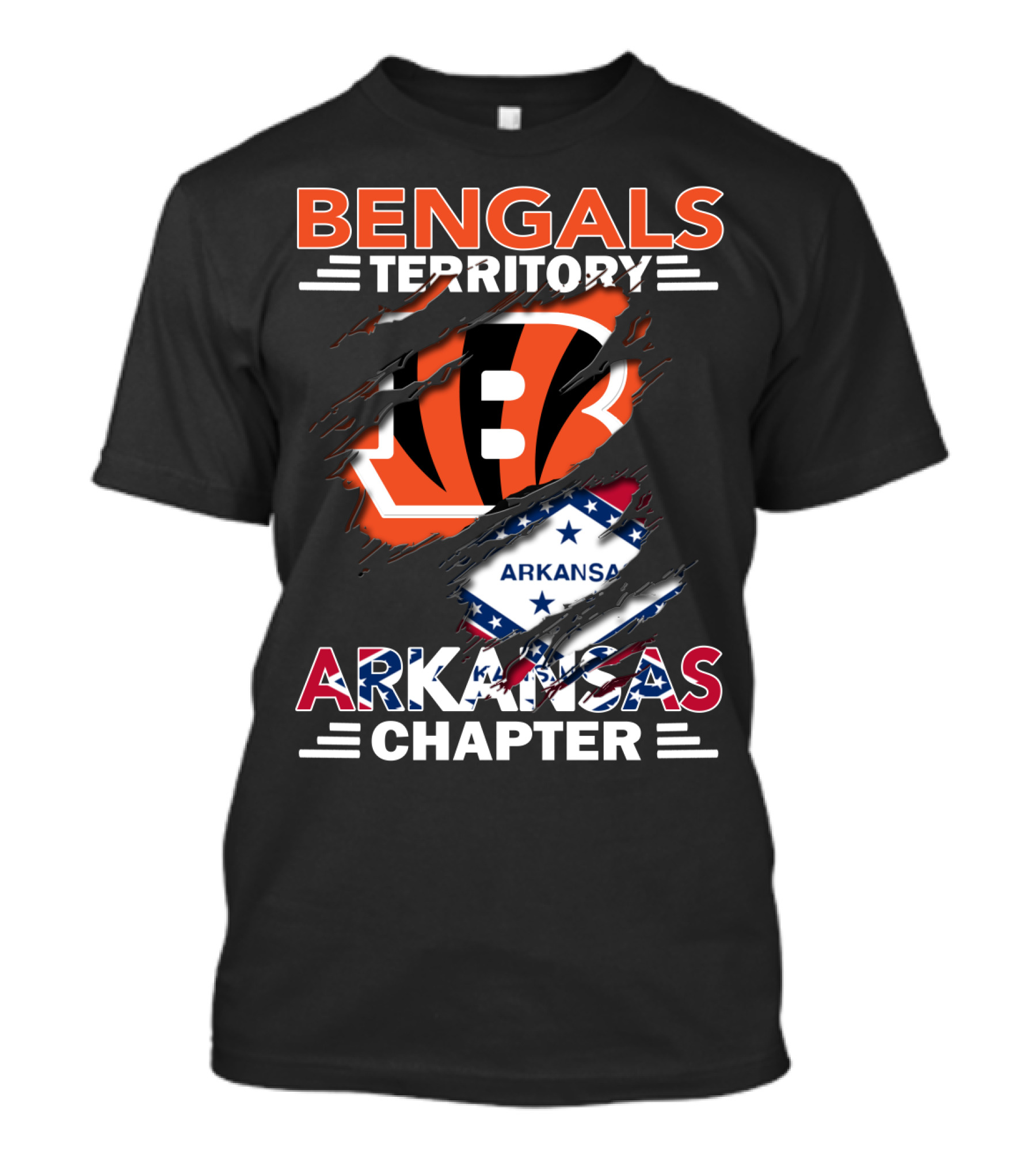 Bengals Territory Arkansas Chapter NFL Fan Logo With State Flag T-Shirt