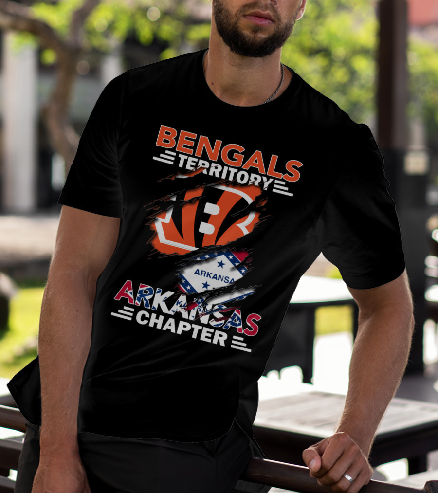 Bengals Territory Arkansas Chapter NFL Fan Logo With State Flag T-Shirt