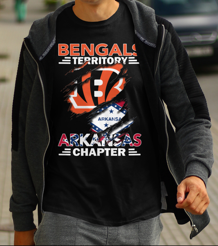 Bengals Territory Arkansas Chapter NFL Fan Logo With State Flag T-Shirt