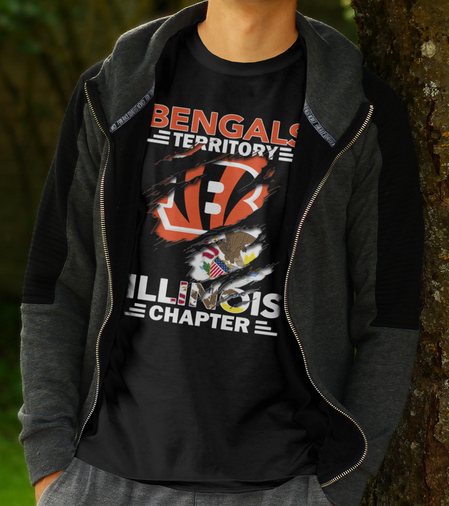 Bengals Territory Illinois Chapter NFL Logo And State Flag T-Shirt