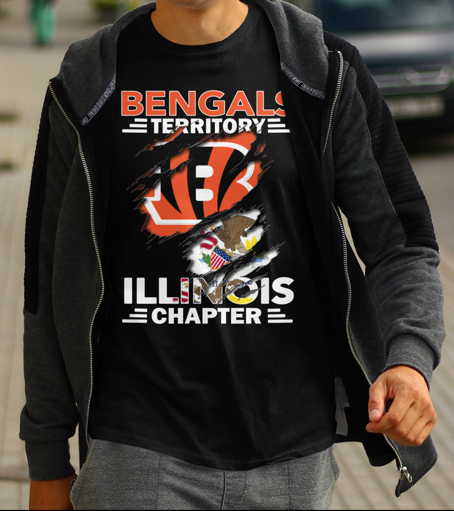Bengals Territory Illinois Chapter NFL Logo And State Flag T-Shirt