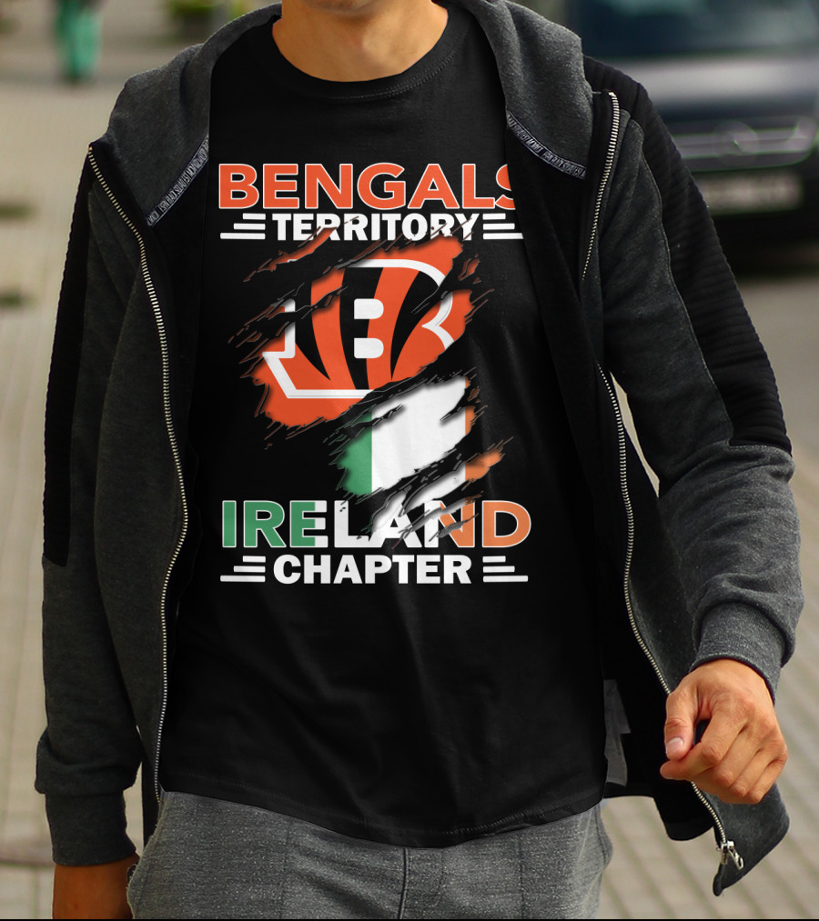 Bengals Territory Ireland Chapter Logo With Irish Flag And Team Emblem T-Shirt