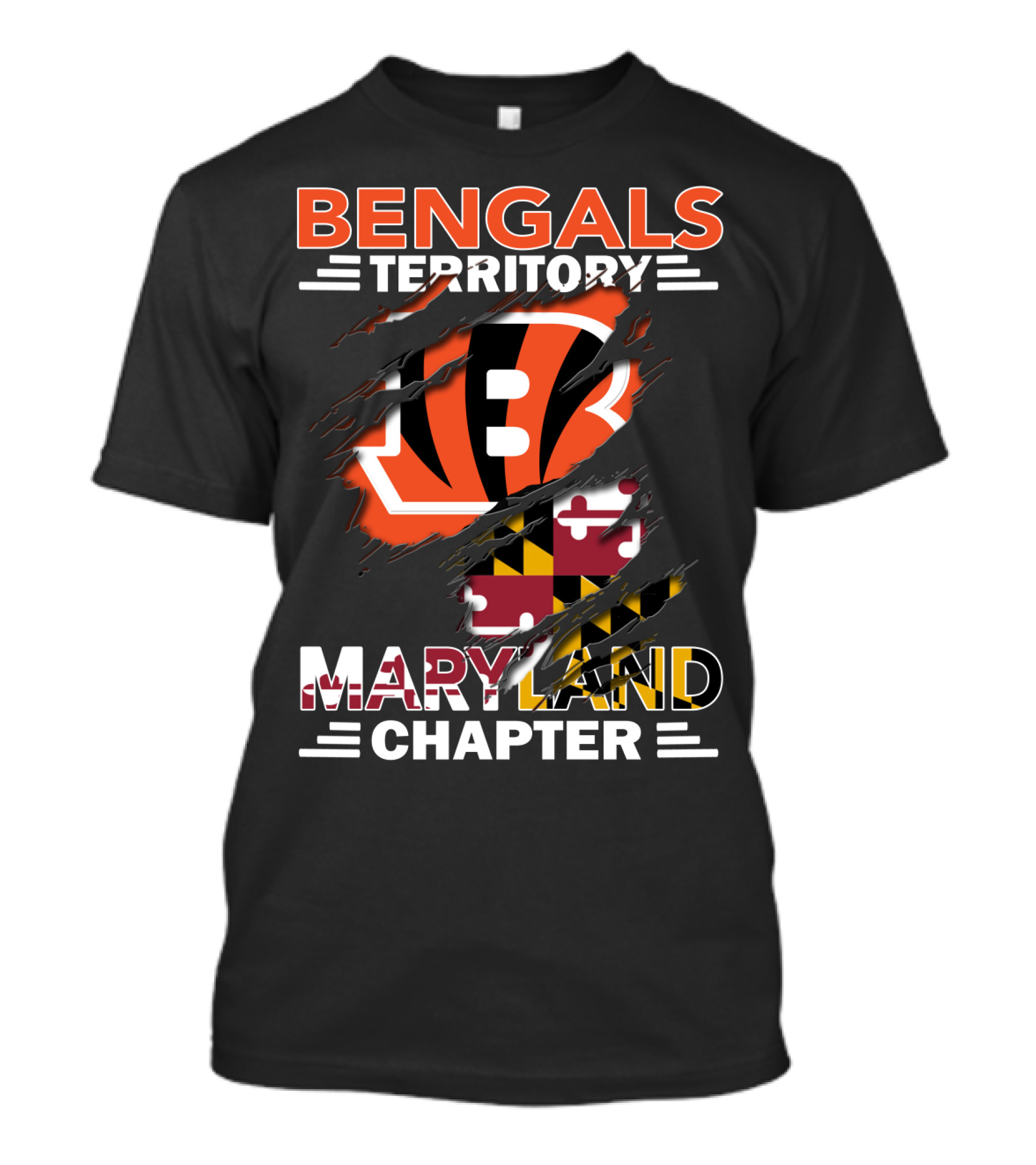 Bengals Territory Maryland Chapter Cincinnati Bengals Logo Maryland Flag T-Shirt