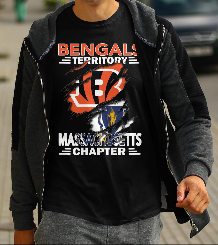 Bengals Territory Massachusetts Chapter Logo With Iconic Symbols T-Shirt