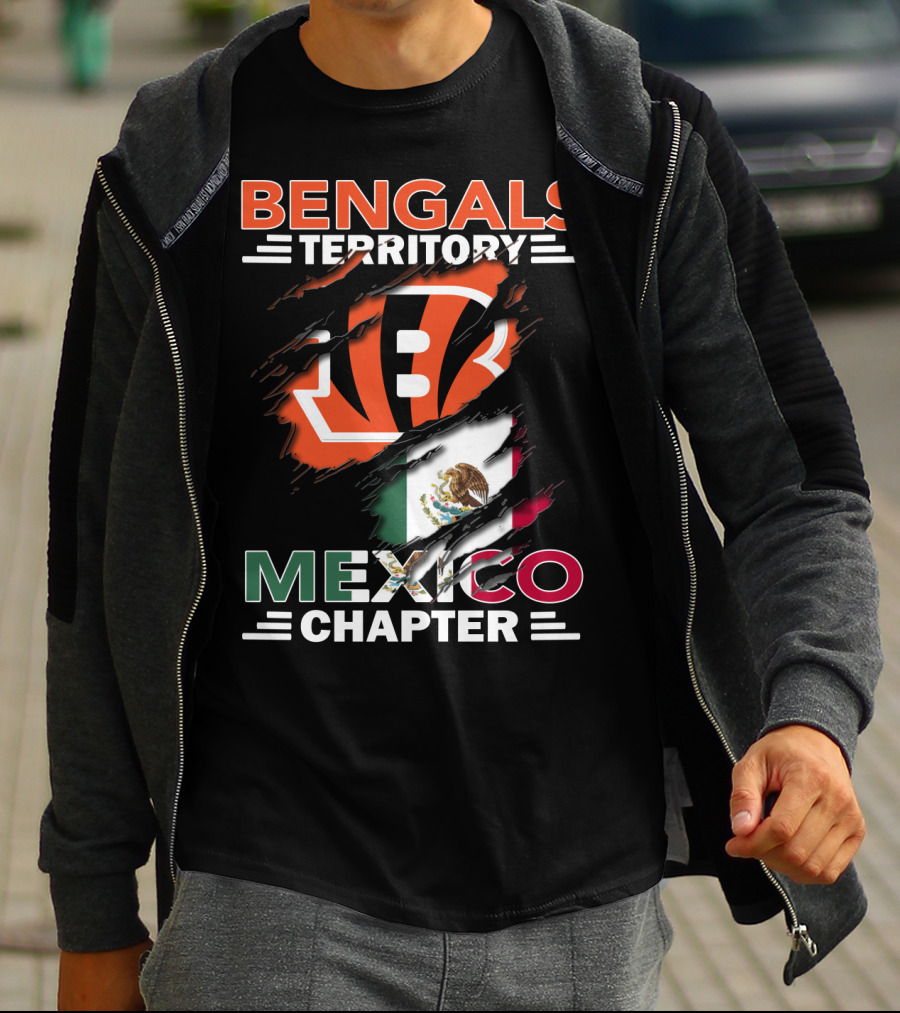 Bengals Territory Mexico Chapter NFL Logo With Mexican Flag Elements T-Shirt