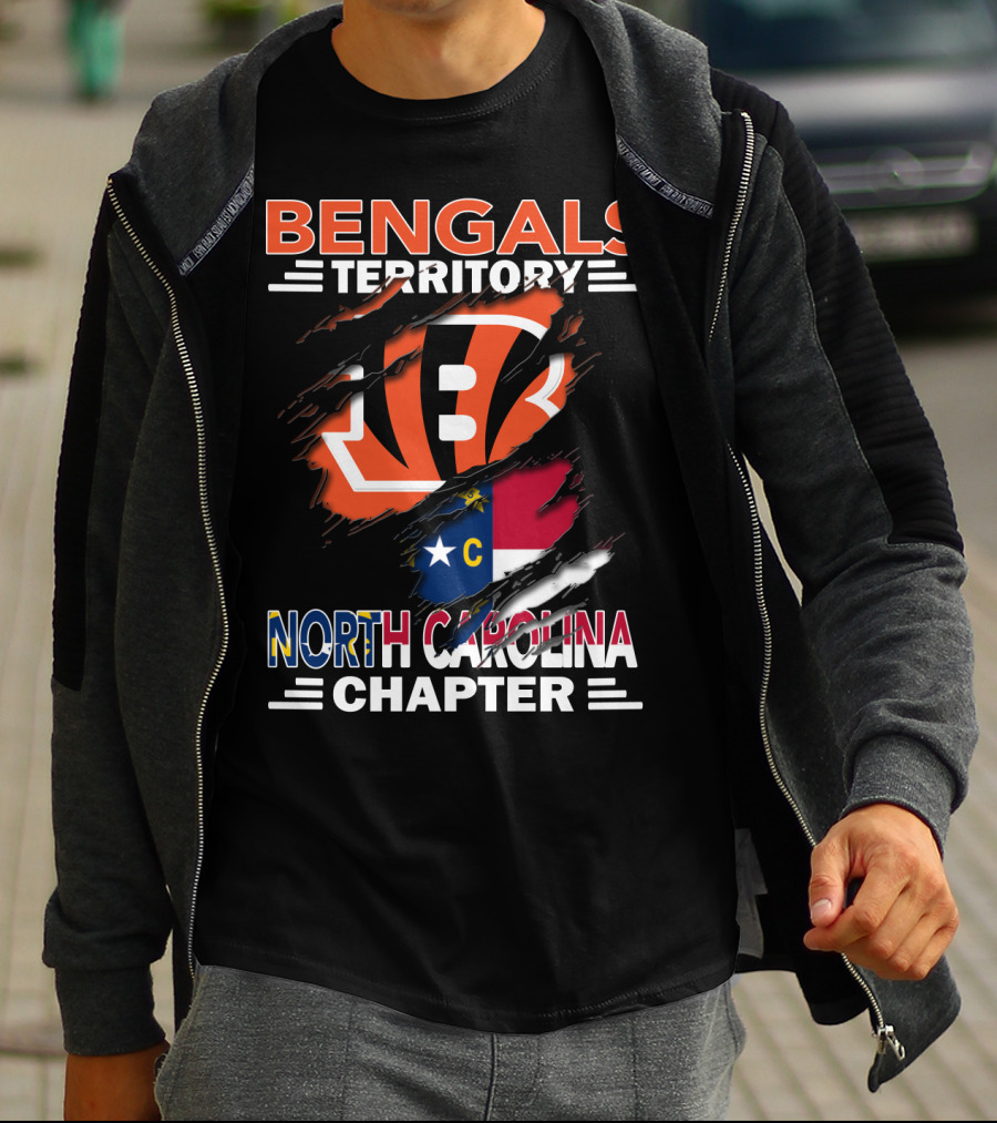 Bengals Territory North Carolina Chapter Flag And Logo Fusion T-Shirt
