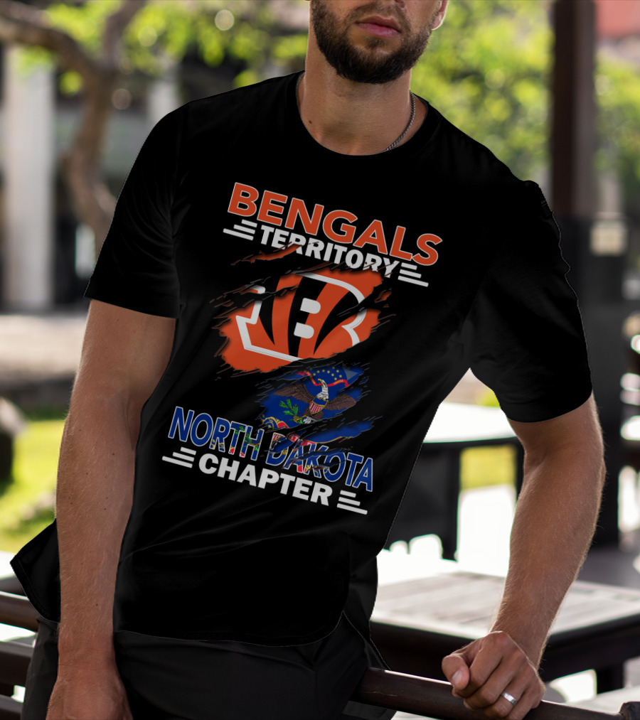 Bengals Territory North Dakota Chapter Logo With State Flag And Football Team T-Shirt